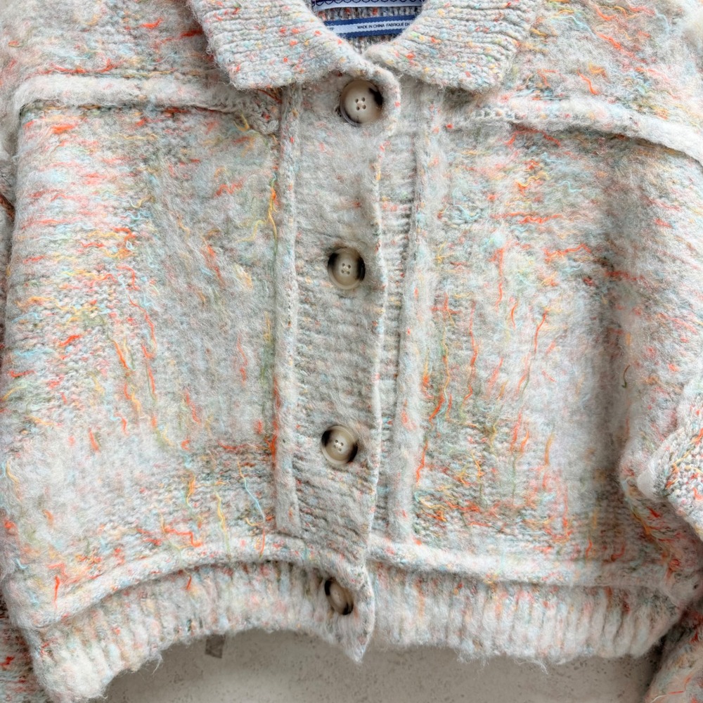 Urban Outfitters Kimchi Blue XS Cropped Knit Button Up Multicolor Boho Sweater - Picture 6 of 10